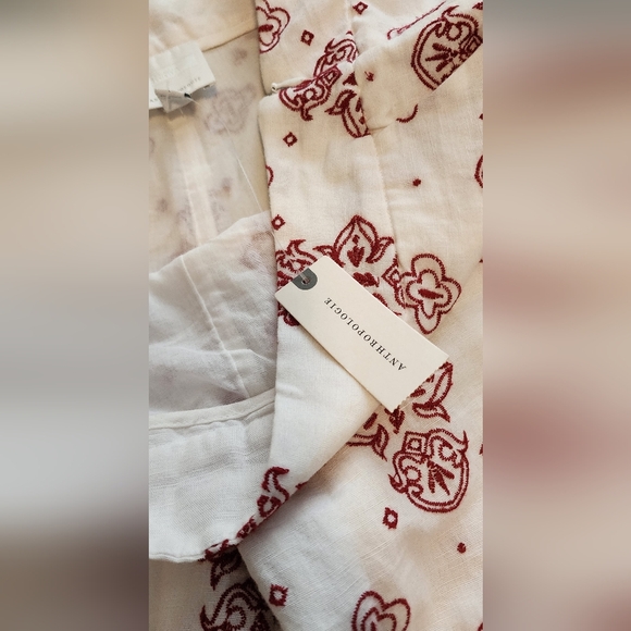 NWT Slane by Anthropologie (Ett:Twa) Cotton/linen White Wide‑Leg Pants Size 6 - Picture 8 of 9